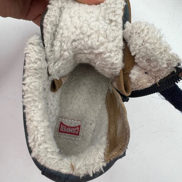 Camper Brutus Navy Blue Leather & Nubuck Ankle Boots Lug Sole - Picture 5 of 9